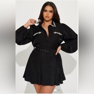 Fashion Nova Black Crystal Embellished Dress